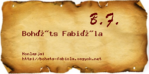 Boháts Fabióla névjegykártya